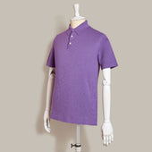 Short Sleeve Knitted Polo Shirt In Purple