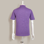 Short Sleeve Knitted Polo Shirt In Purple