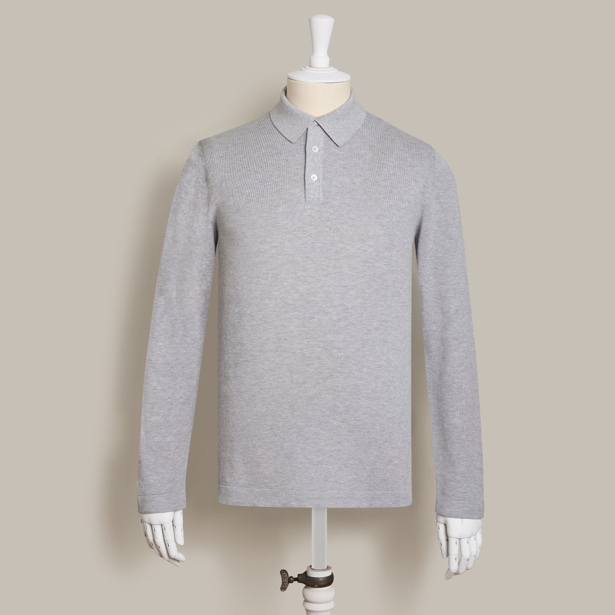 Long Sleeve Knitted Polo Shirt In