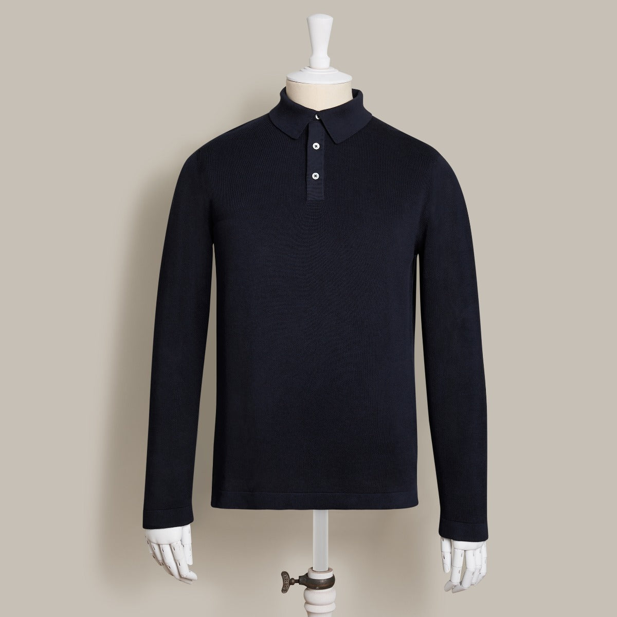 Long Sleeve Knitted Polo Shirt In