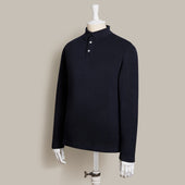 Long Sleeve Knitted Polo Shirt In