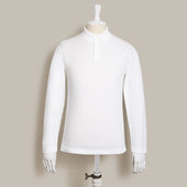 Long Sleeve Knitted Polo Shirt In White