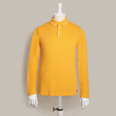 Long Sleeve Knitted Polo Shirt In Gold