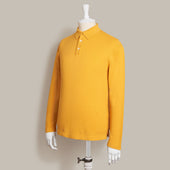 Long Sleeve Knitted Polo Shirt In Gold
