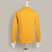 Long Sleeve Knitted Polo Shirt In Gold