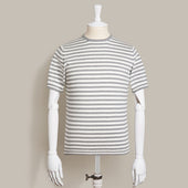 Short Sleeve Knitted Striped T-Shirt In Grey