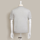Short Sleeve Knitted Striped T Shirt In Grey