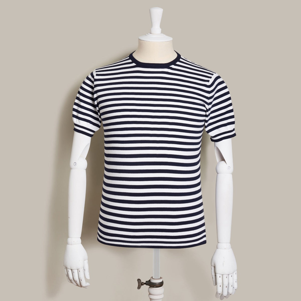 Short Sleeve Knitted Striped T Shirt In