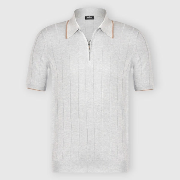 Ribbed Zip Knit Polo
