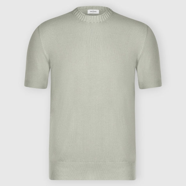 Ribbed Neck Knit T Shirt