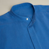 Silk Collarless Shirt With Fly Front In