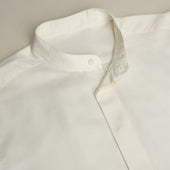 Silk Collarless Shirt With Fly Front In Light