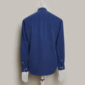 Silk Collarless Shirt With Fly Front In