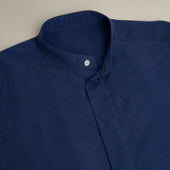 Silk Collarless Shirt With Fly Front In