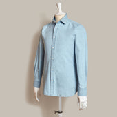 100 Hands For Anderson Sheppard Handmade Chambray Shirt In Light