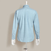 100 Hands For Anderson Sheppard Handmade Chambray Shirt In Light