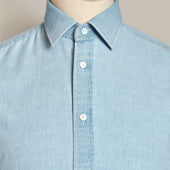100 Hands For Anderson Sheppard Handmade Chambray Shirt In Light