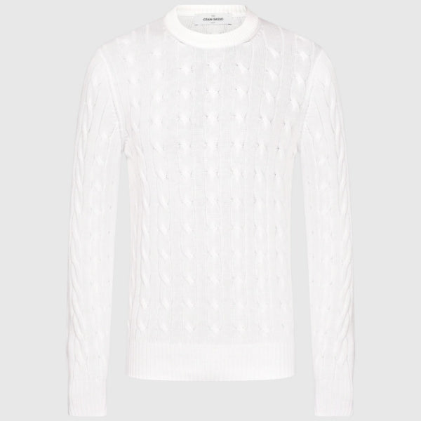 Ribbed And Cabled Crew Neck