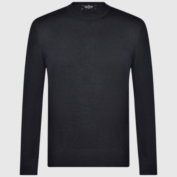 Wool cashmere and silk crew neck