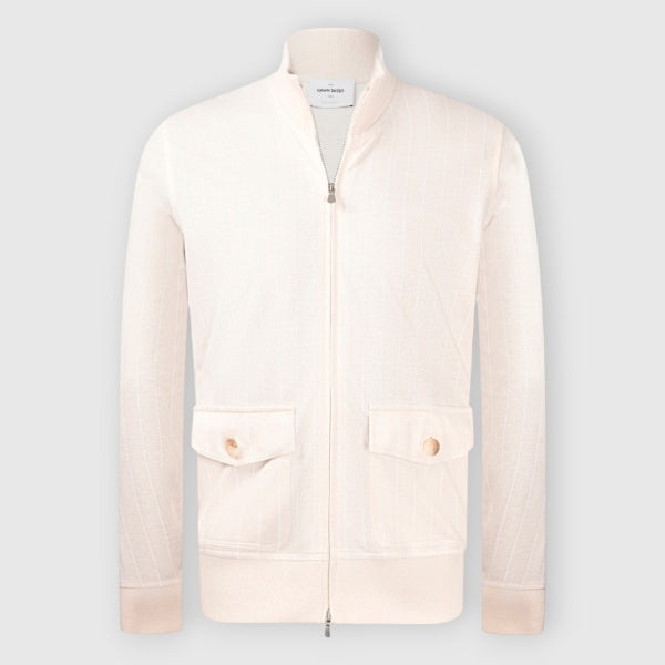 Pinstripe Cotton And Linen Zip Jacket