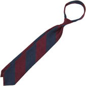 Block Stripe Shantung Silk Tie Burgundy Hand Rolled