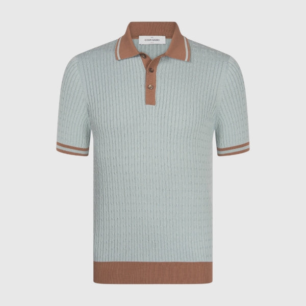 Cable knit polo