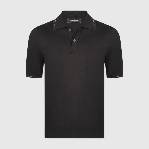 Detailed Knit Skipper Polo