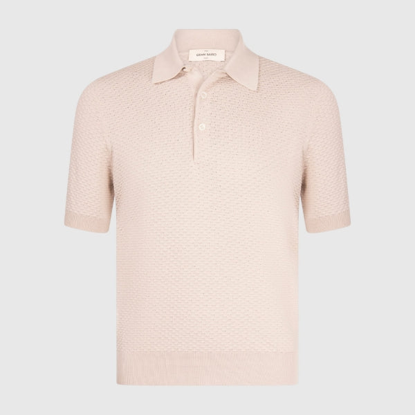Waffle stitch knitted polo