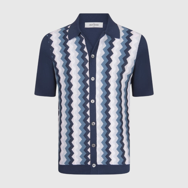 Chevron jacquard knit shirt