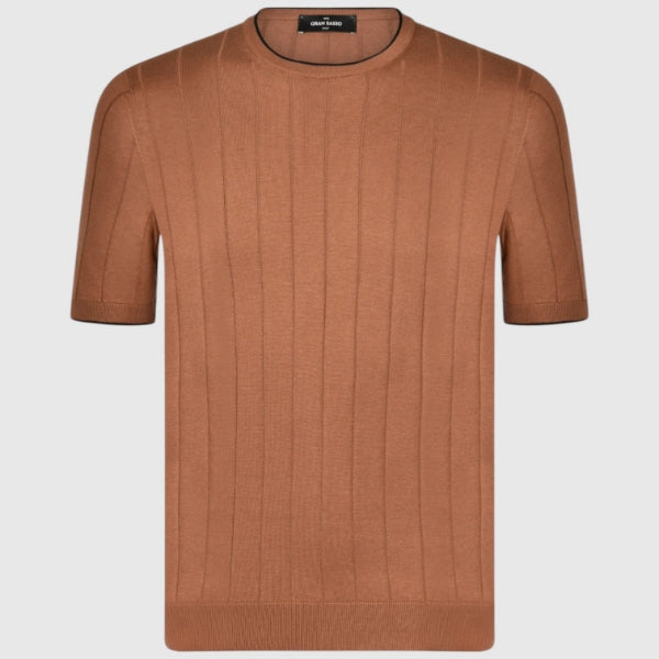Silk ribbed knit t-shirt