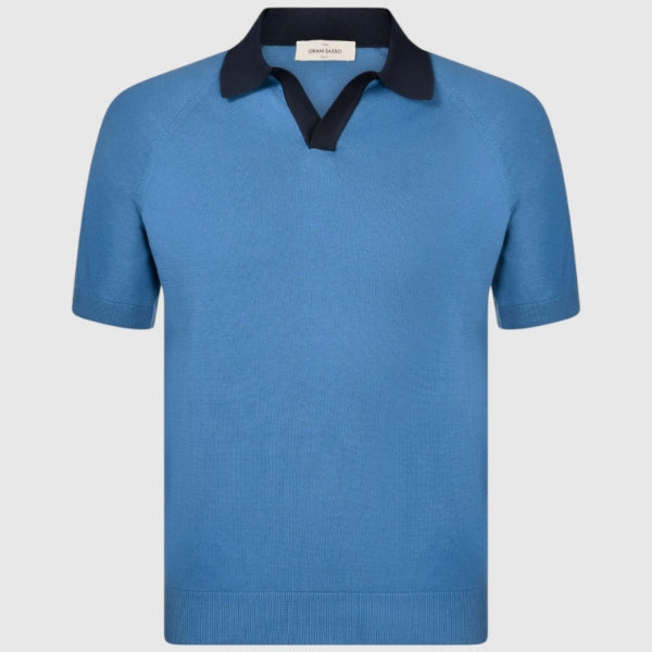 Organic cotton raglan knit skipper polo