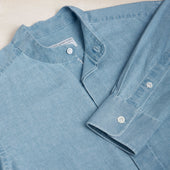 100 Hands For Anderson Sheppard Handmade Collarless Shirt In Light