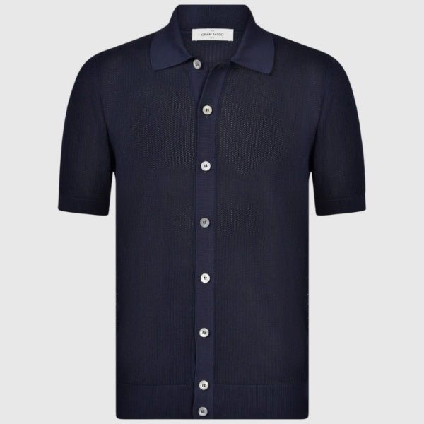 Openwork stitch knitted shirt