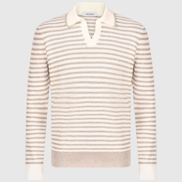 Striped knitted skipper polo