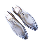 Three Eyelet Derby With Brogued Apron In Antique Green Crust Calf Leather