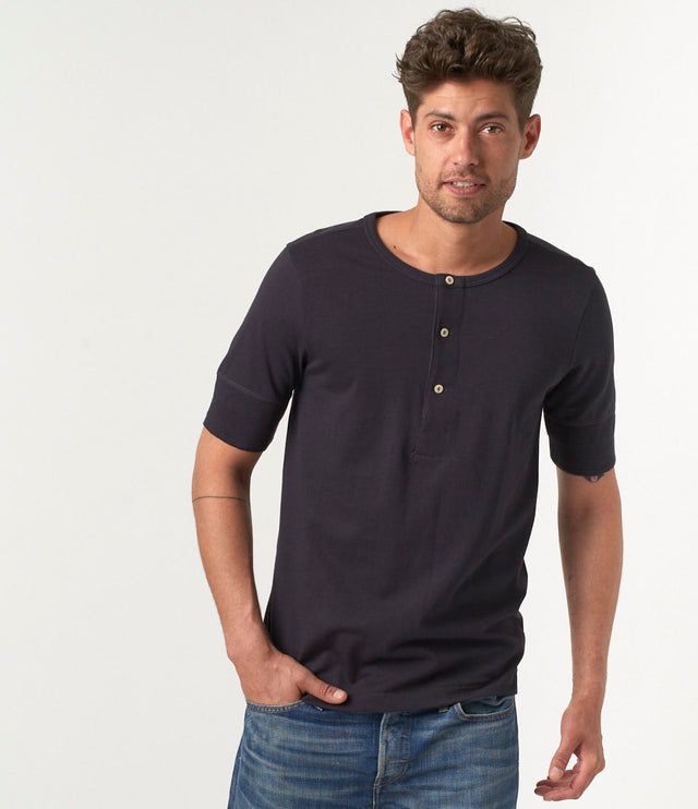 207 Loopwheeled Classic Fit Midweight Short Sleeve Henley