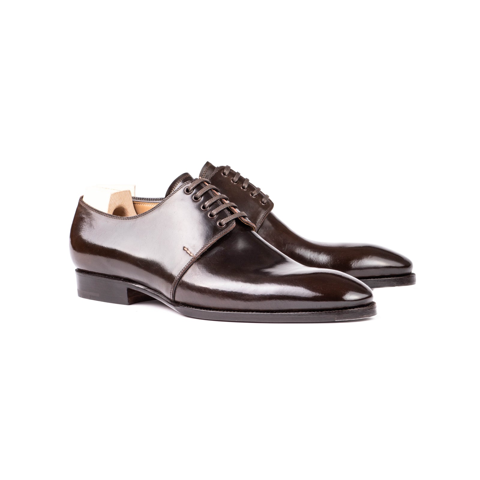 Elegant Five Eyelet Derby In Dark Brown Cordovan Leather