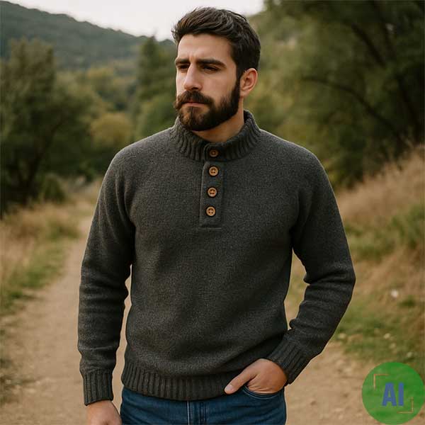 208 Granton Buttoned Sweater 100 Pure New Wool