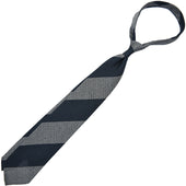 Block Stripe Grenadine Garza Fina Bespoke Tie Navy Grey Mottled