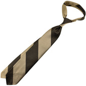 Japanese Repp Stripe Silk Tie Beige Hand Rolled