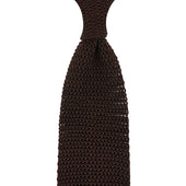 V-Point Knit Tie - Chocolate - Silk