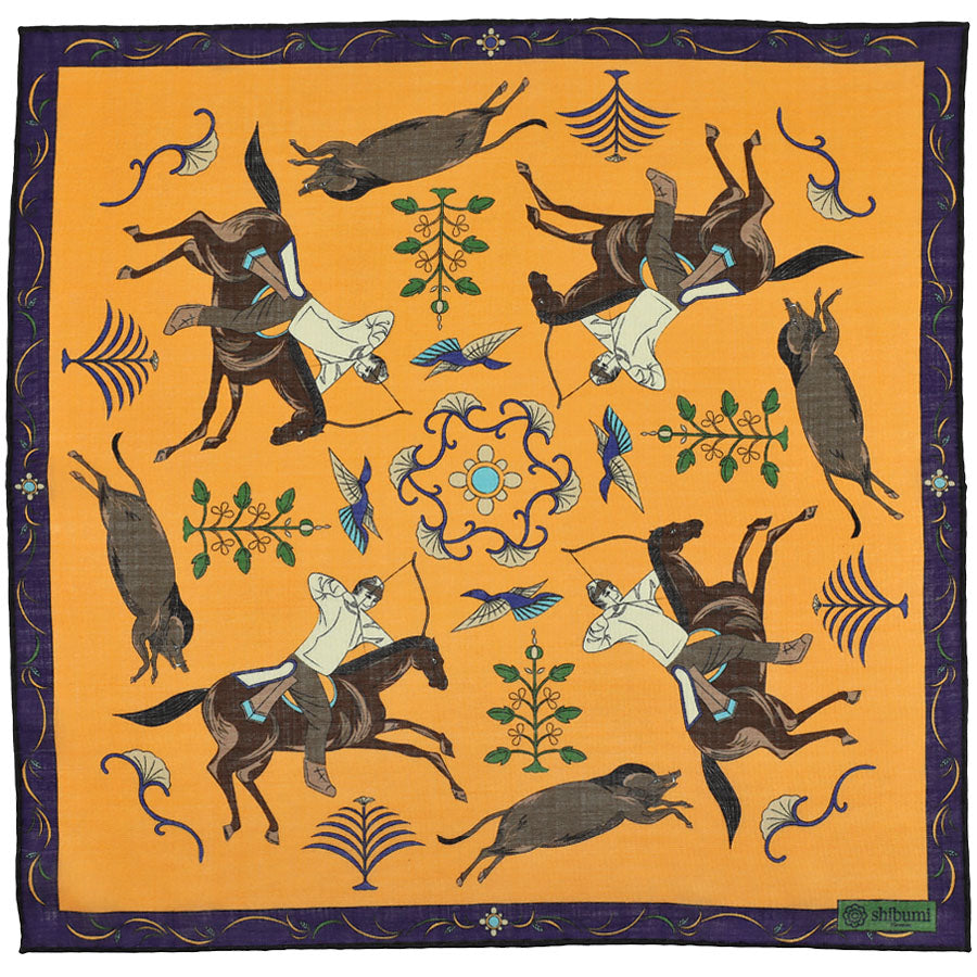 Japanese Wool Silk Pocket Square Melon 40x40cm