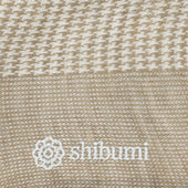 Knee Socks Houndstooth Beige Wool