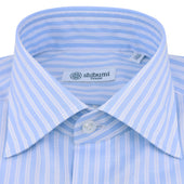 Poplin Semi Spread Shirt White Ticking Stripe
