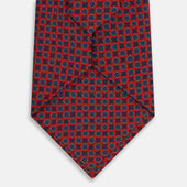 Red And Blue Geometric Floral Silk Tie