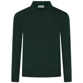 Merino Wool Knitted Polo - Forest Green
