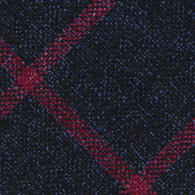 Windowpane Wool / Silk Bespoke Tie - Navy