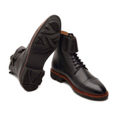 Falcon Combat Boot Black Pebble Grain Hand Welted New Age