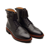 Falcon Combat Boot Black Pebble Grain Hand Welted New Age