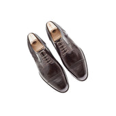 Half Brogue Derby Dark Brown Crust Calf Leather